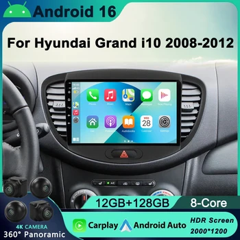 Android 16 CarPlay Auto Qualcomm Radio de coche para Hyundai i10 2007 2008 2009 2010 2011 2012 2013 GPS reproductor Multimedia 1