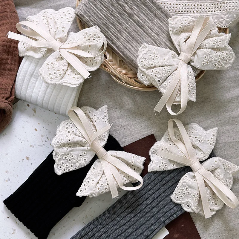 

Mid-tube Socks for girls Autumn and Winter New Children's Socks Korean Version of Lace Bow Kids Accessories 2024