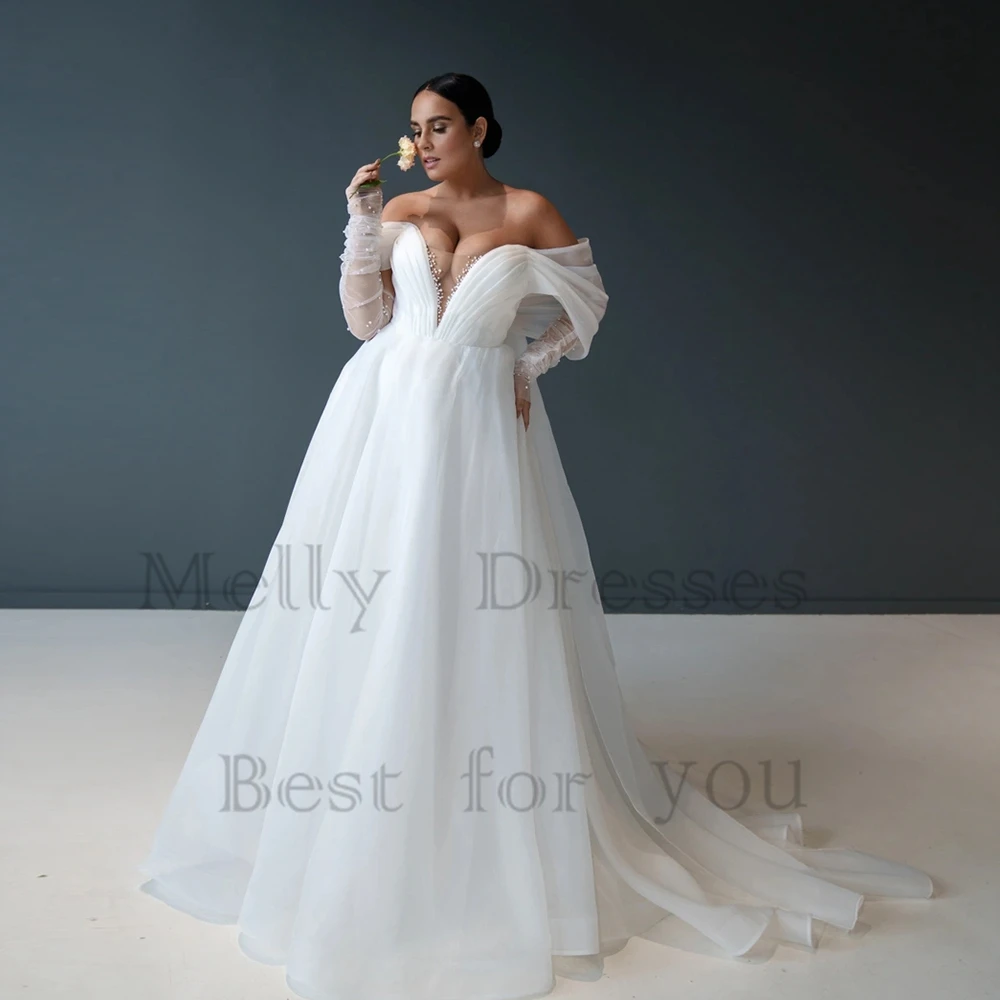 Ivory Strapless Wedding Dresses with Organza 2024 Summer Bridal Gowns for Women New Summer Court Train New Vestido De Novia 2025