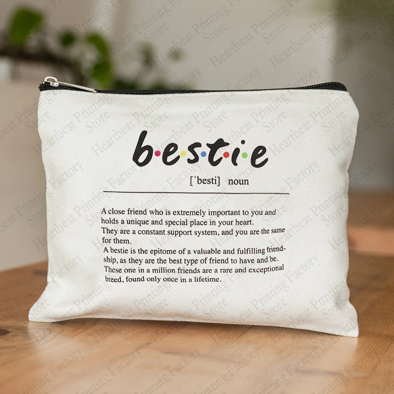 Bestie Print Makeup Bag Best Gift for Besties Women Travel Lipstick Bag Ladies Girls Cosmetic Bag Christmas Gift for Friend