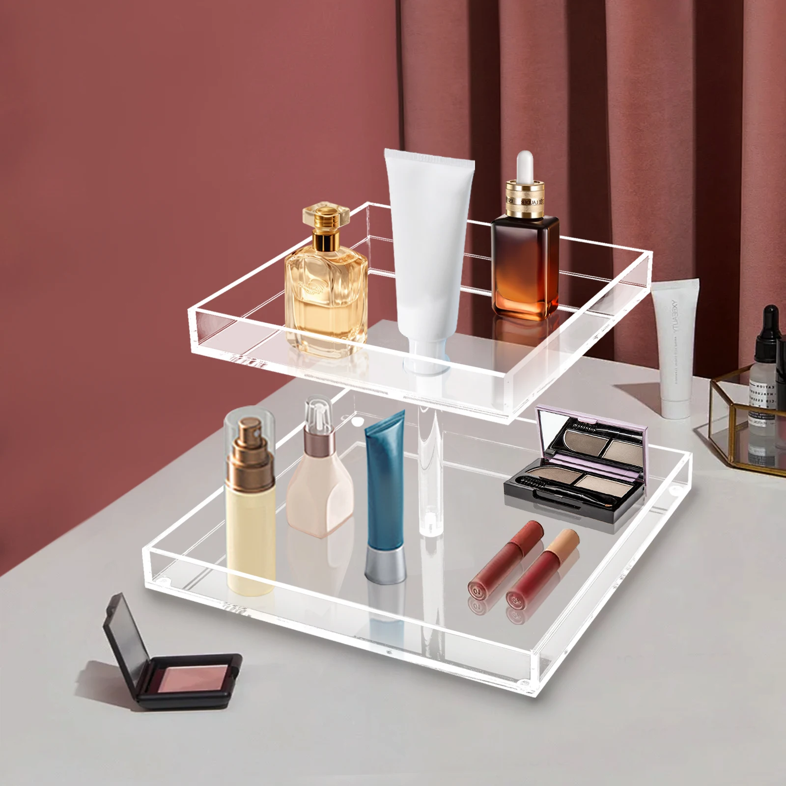 

Acrylic Perfume Organizer Tray Cosmetic Storage Box Large Vanity Holder for Makeup, Perfume Organizer Tray