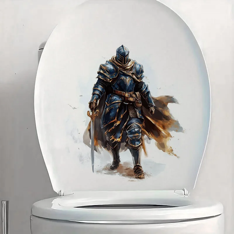 C1112# Medieval Knight Self-Adhesive Toilet Stickers,Wall Decal Removable, Reusable Vinyl Car Sticker for Bathroom Decor