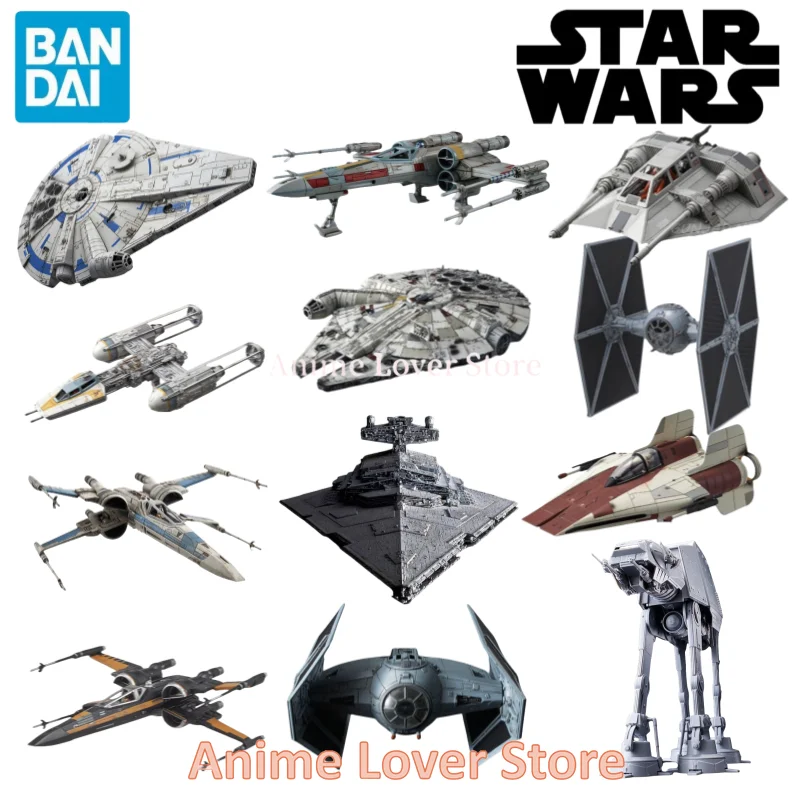 

Bandai Original Star Wars assembly models 1/144 1/72 TIE X/Y-WingStarfighter Millennium Falcon Anime Action Figure Toys