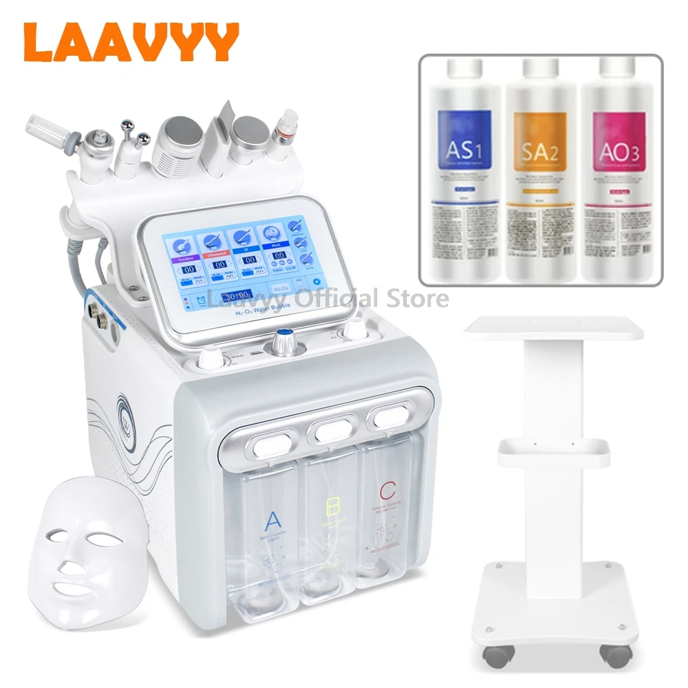 H2O2 Hydrogen Oxygen Small Bubble Water Dermabrasion Beauty Machine with 3pcs/Lot 1200ML Hydra Liquid Face Serum Aqua Solution