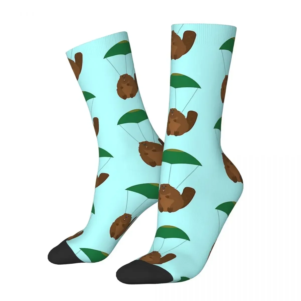 Parachuting Beaver Socks Harajuku High Quality Stockings All Season Long Socks Accessories for Unisex Birthday Present