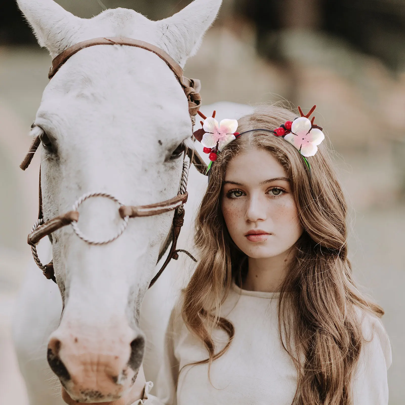 

1 set Deer Antler Clips Small Mushroom Headb Cute Christmas Headdress Hair Accessories for Women Girls Thin Hair