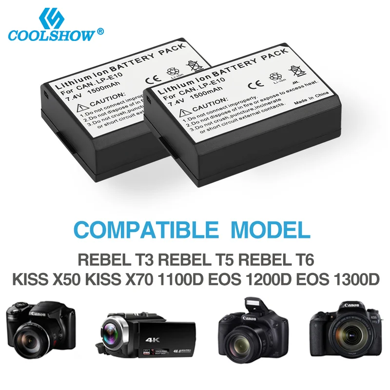 كاميرا بطارية LP-E10 LP E10 LPE10 لكانون EOS 1100D 1200D 1300D المتمردين T3 T5 T6 T7 قبلة X50 X70 بطاريات