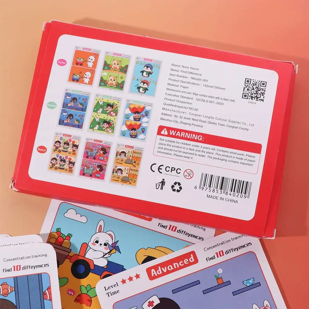 

64 страницы: Развивающая игра-головоломка для тренировки концентрации, многоразовая, стираемая, с карточками, для развития внимания и наблюдательности, «Найди разницу»