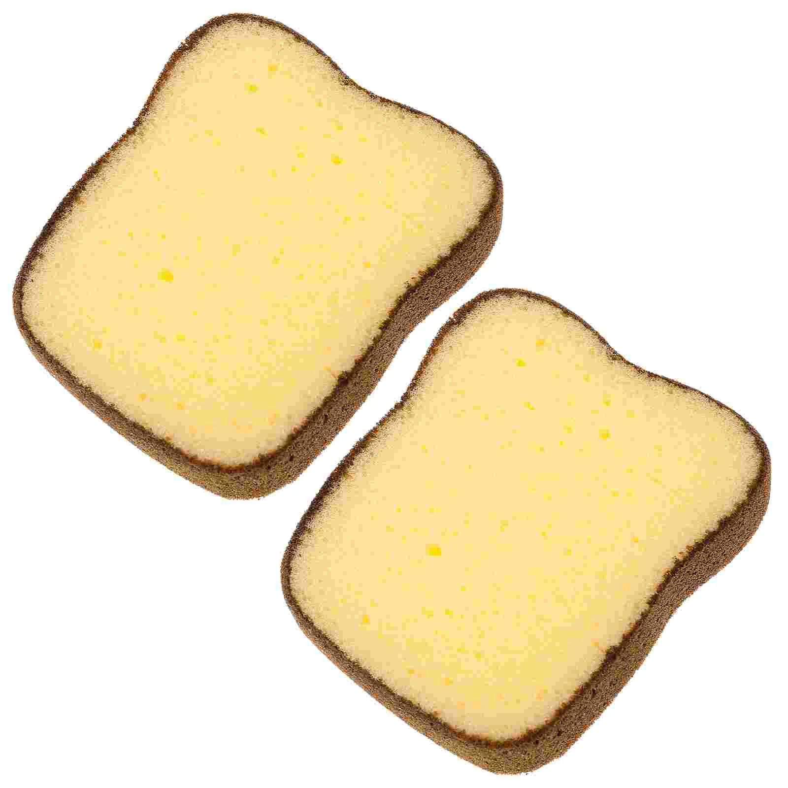 2pcs Kitchen Dish Sponge Scrubber Cute Dual Side Sponge Pad Bread Shape Dish Pad dish washing sponge scrubber