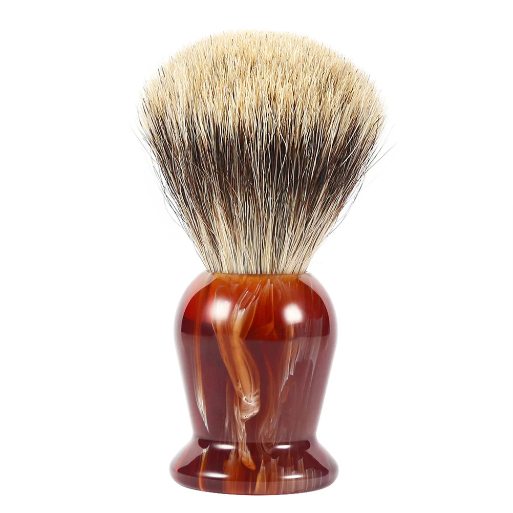 Resin Handle Beard Brush Durable Beard Cleaning Brush Useful Beard Care Accessory for Men Male (Brown)
