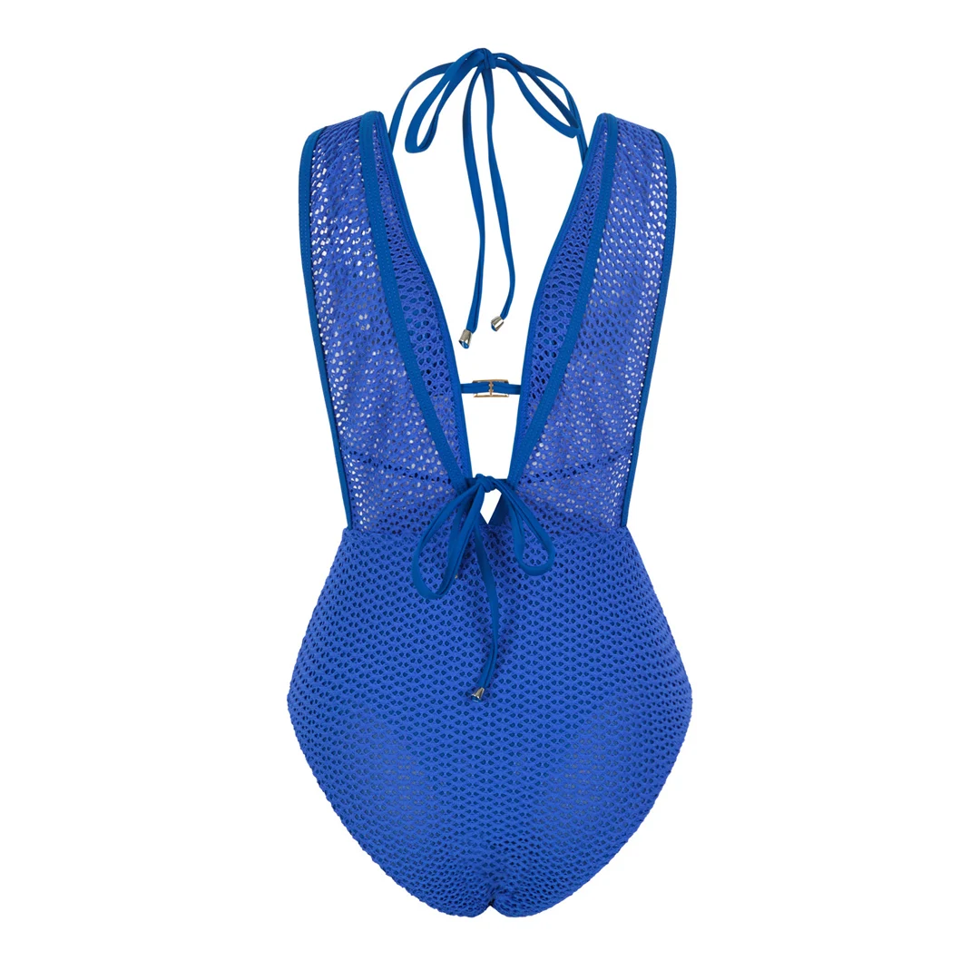 S - XL, tiefes V-Ausschnitt-Design, Strick-Fischnetz-Material, Damen-Badeanzug, einteiliger Badeanzug, Damen-Monokini, rückenfreier Badeanzug, Badebekleidung, Modell V7832. – Detail 33