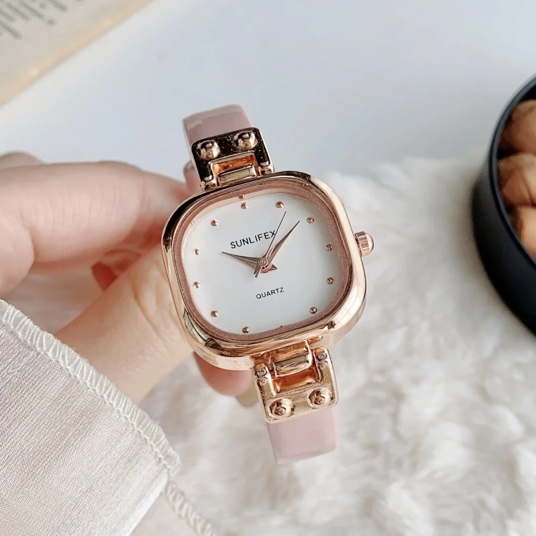 Женские часы, модный квадратный кожаный ремешок, кварцевые часы, женские наручные часы, подарок подруге, часы Relogio Feminino Montre Femme