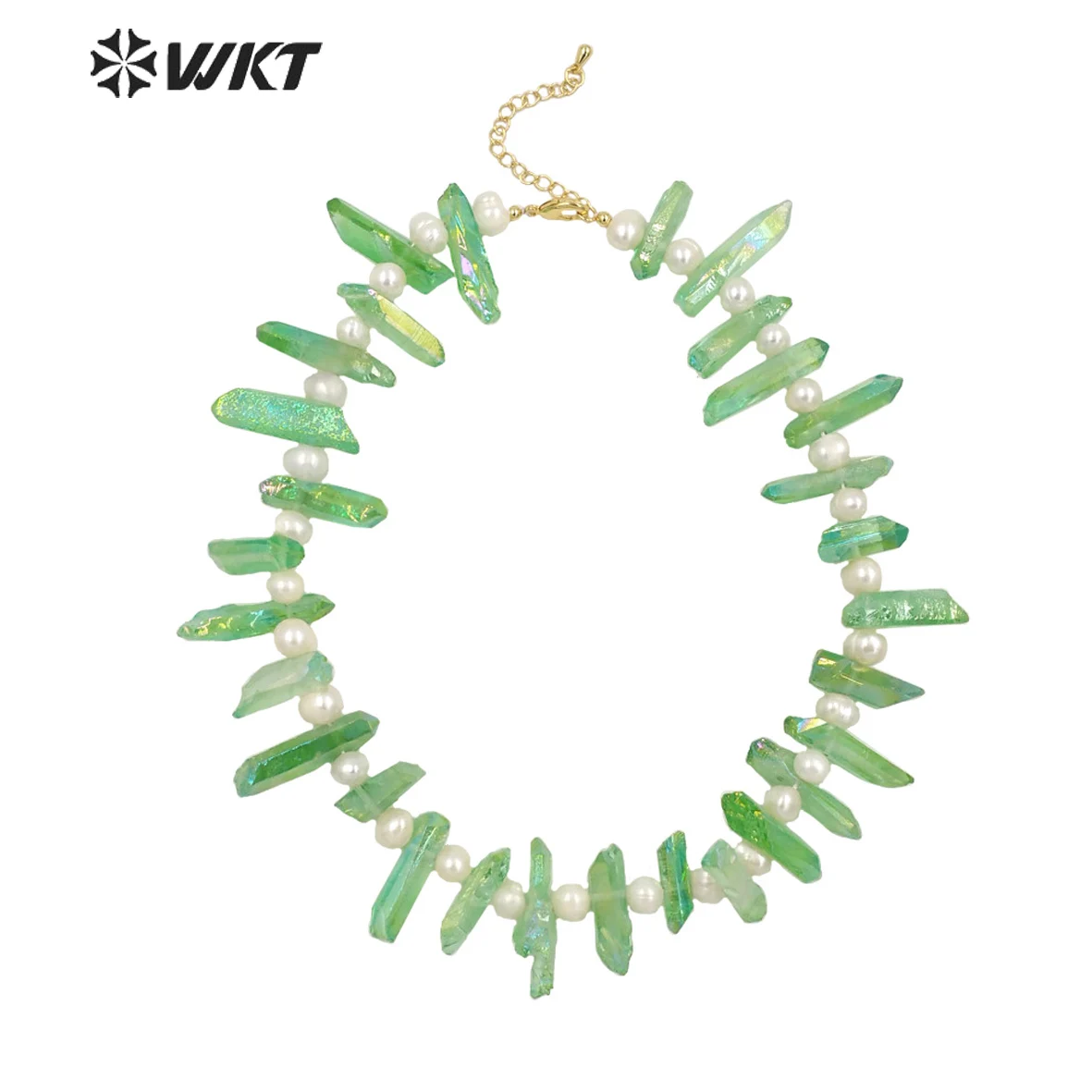 

WT-N1400 Bohemian Vintage Women Jewelry Design Necklace Aura Crystal Quartz Strand Handmade Statement