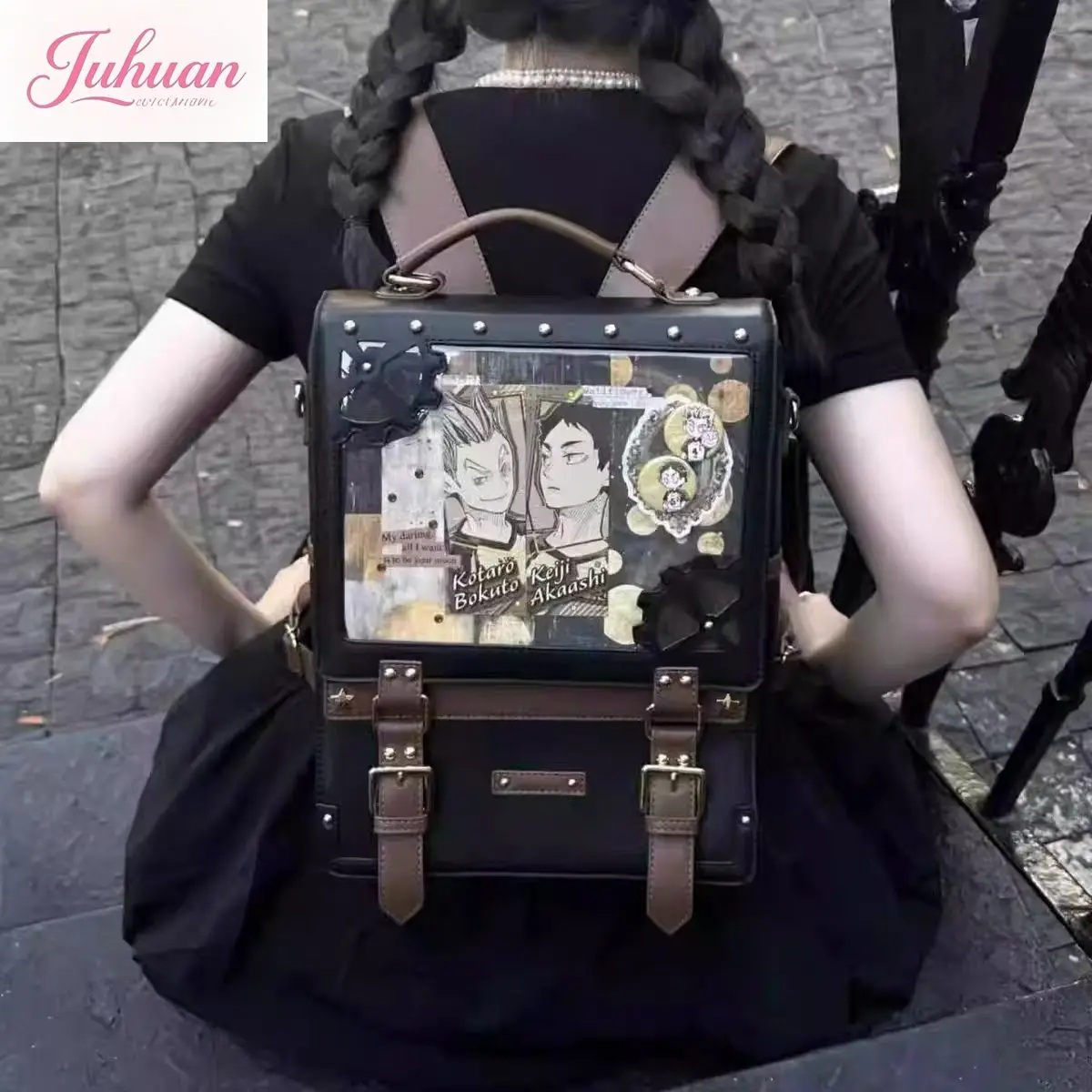 

Japanese New Two-dimensional Age of Steam Pain Bag Female Cyberpunk Small Food Bar Student Animation Daily Backpack for Women