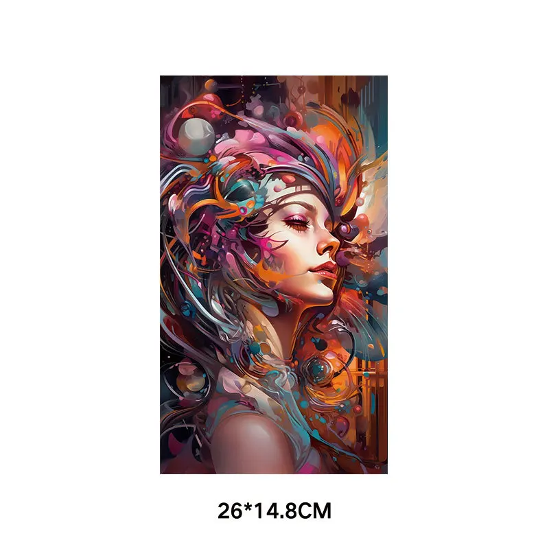 26CM Art photos of nature and beautiful girls Heat Transfer Vinyl Patches Stickers Thermal for Clothing DIY T-shirt Applique