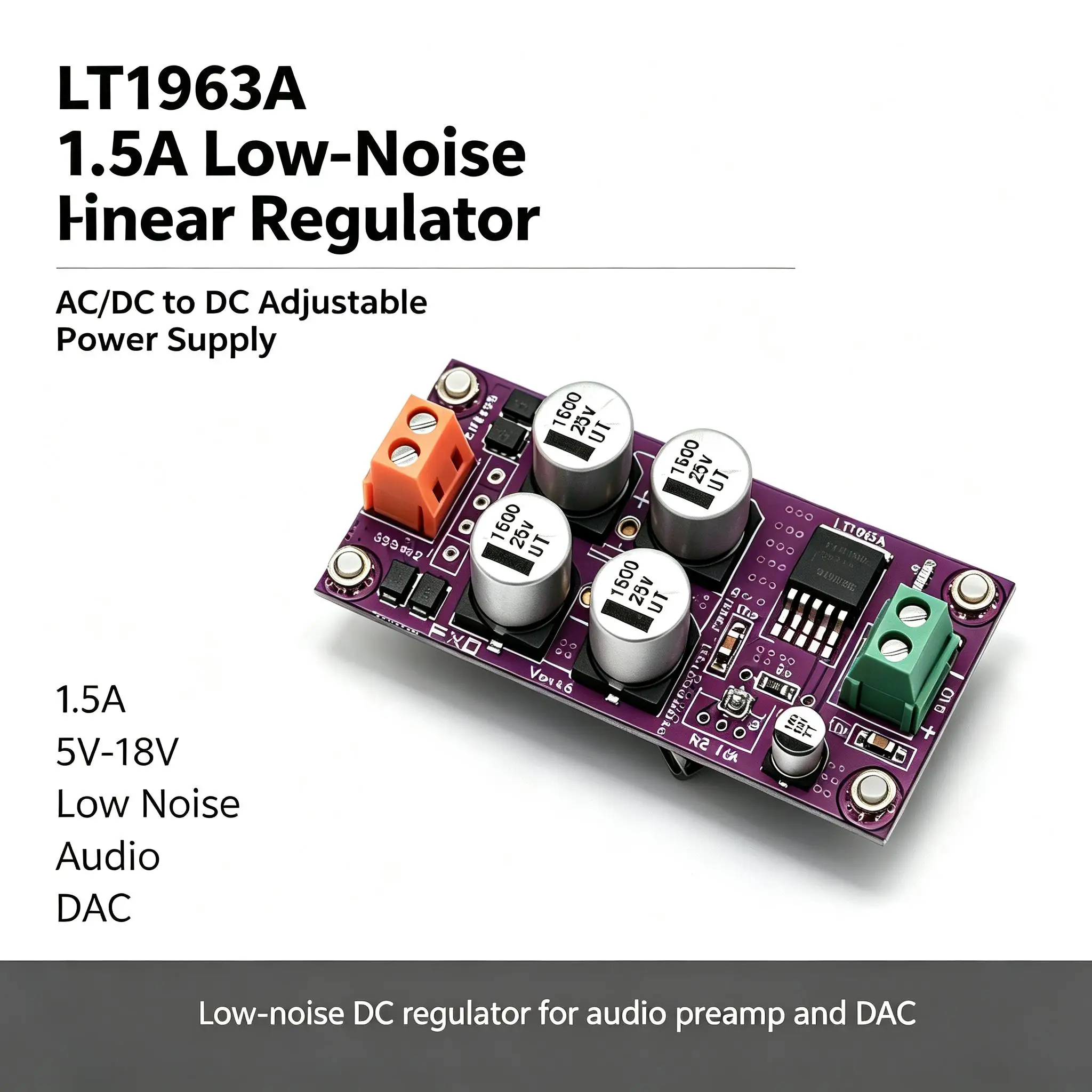 DYKB LT1963A Precision Low-Noise LinearRegulator 1.5A Power Supply AC/DC-DC Adjustable 5V 12V 15V 18V For Audio Preamplifier DAC