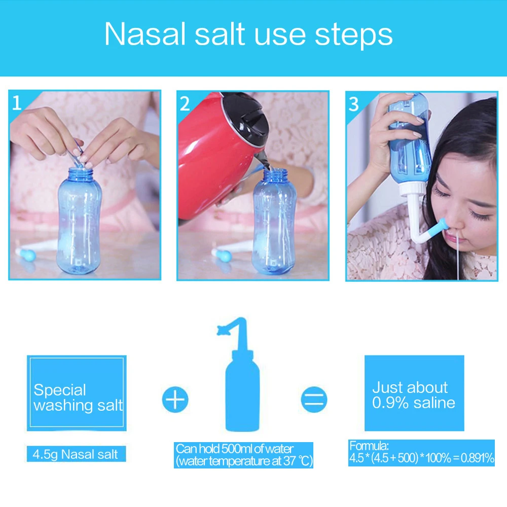 60Bags/box Nose Care Nasal Wash Cleaner\'s Salt Allergic Rhinitis Children Cleaning Nose Protector Cleanser Nasal Irrigation Salt