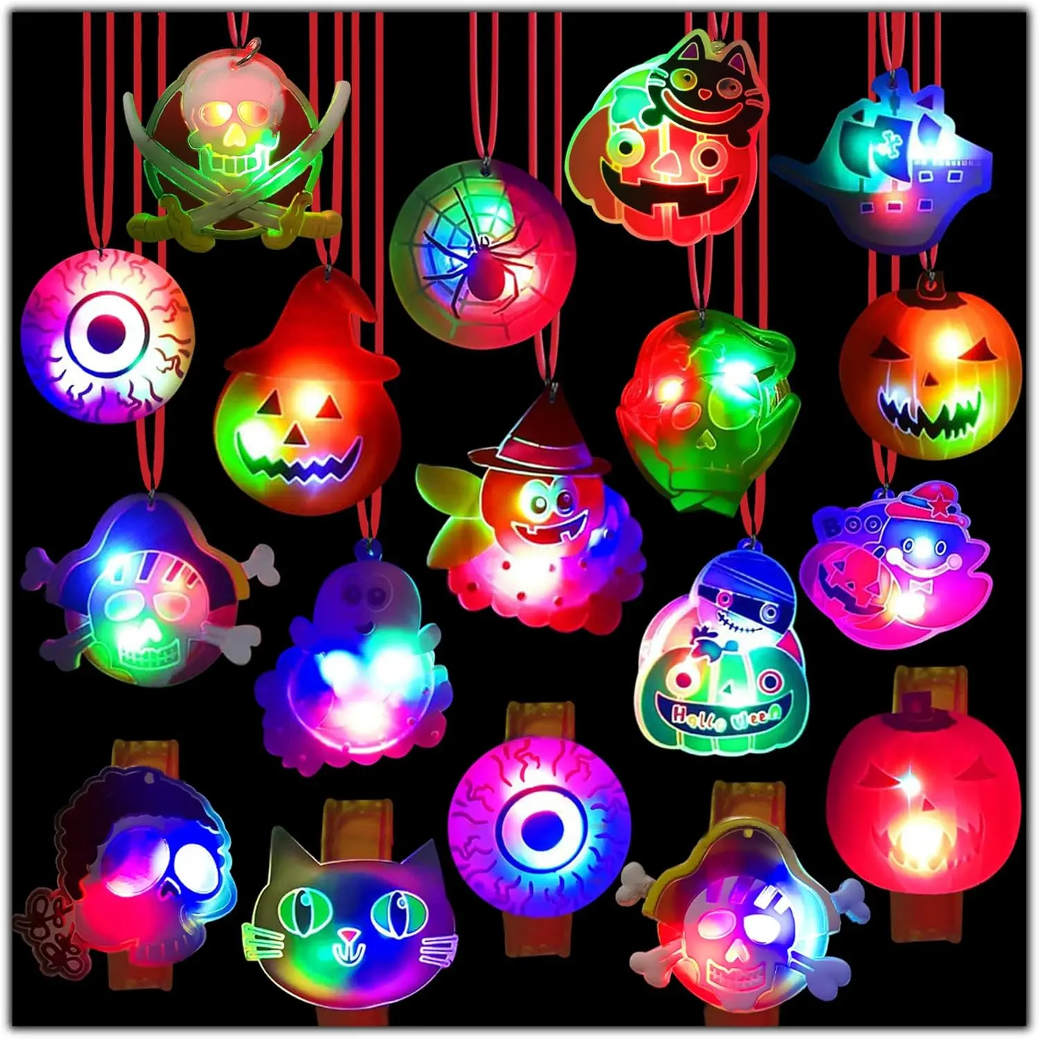 Colar de abóbora led que brilha no escuro, acessório iluminado para festa de halloween, pingente de contas de natal para crianças, presente de carnaval