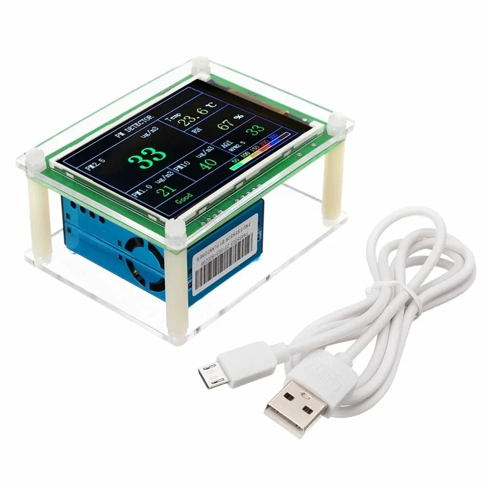 PM1.0 PM2.5 PM10 Air Quality Monitor Dust Particle Sensor Tester, 2.8 Inch LCD Display for Home Office Car Air Monitoring