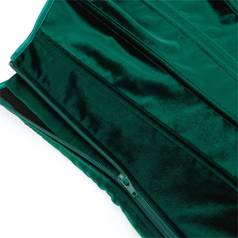 Vintage Victorian Corset Top Sexy Women blackish green Velvet Side Zipper Korset Bustier Gothic Lace-up Corselet Lingerie