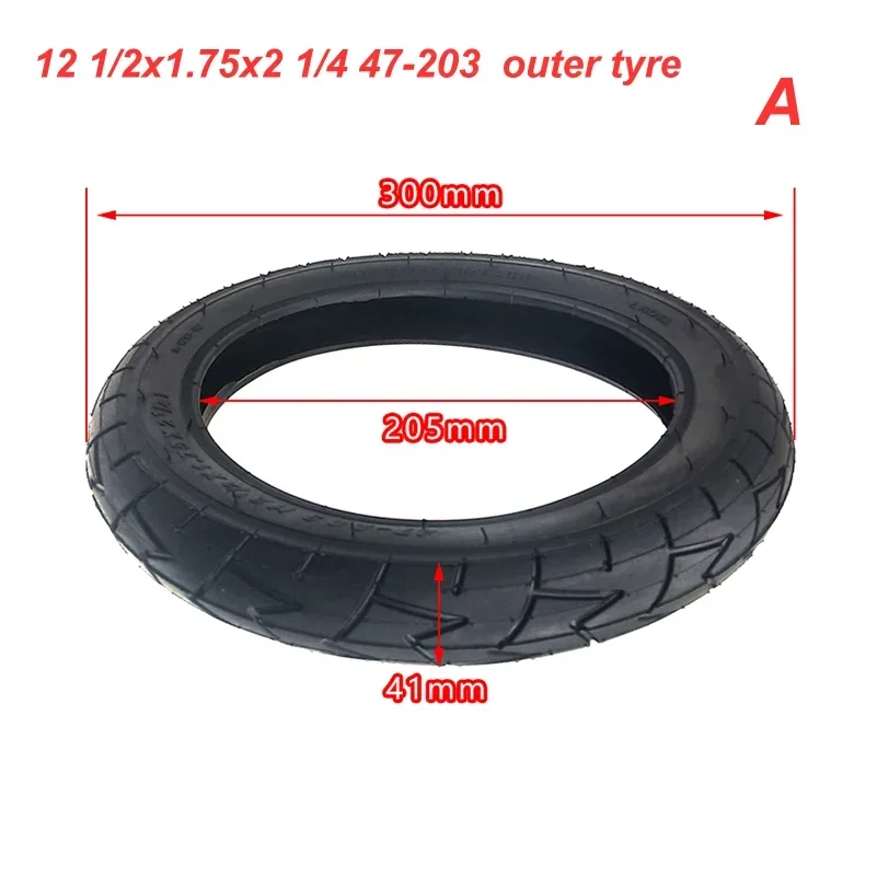 12 Inch Tire (47-203)  1/2x1.75x2 1/4 for  Electric Scooters and E-Bike  1/2X1.75X2  Tyre Inner Tube