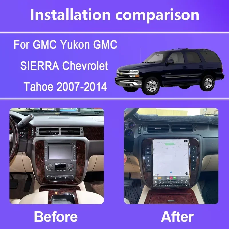 أندرويد لجي إم سي-يوكون لشيفي سوبربان تاهو 2007-2013 اللاسلكية CarPlay مشغل فيديو الوسائط المتعددة شاشة تعمل باللمس رئيس وحدة