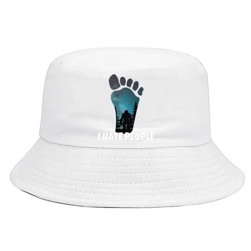 I Hate People Bigfoot Bucket Hat Summer Foldable Bucket Hat Man Women Stylish Daily Unisex Outdoor Sunscreen Fishing Hunting Cap