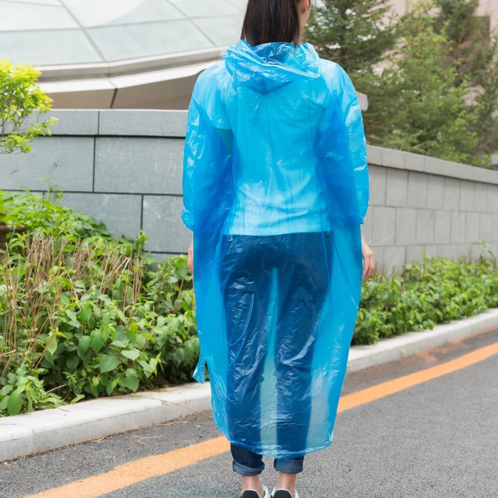 Disposable Adult Emergency Waterproof Raincoat Mini Portable Transparent Poncho Hiking Camping Hood Impermeable