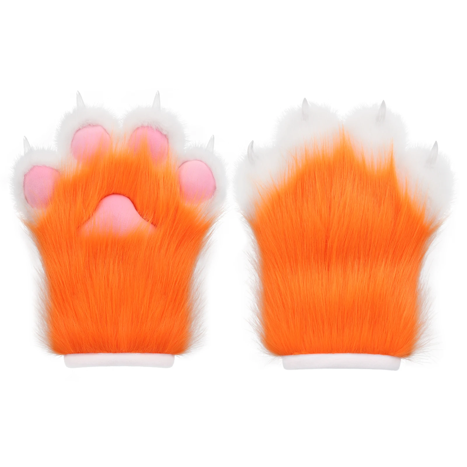 Furry Faux Fur Fox Cat Paws Gloves Animal Fursuit Mittens Halloween Christmas Cosplay Costume Props