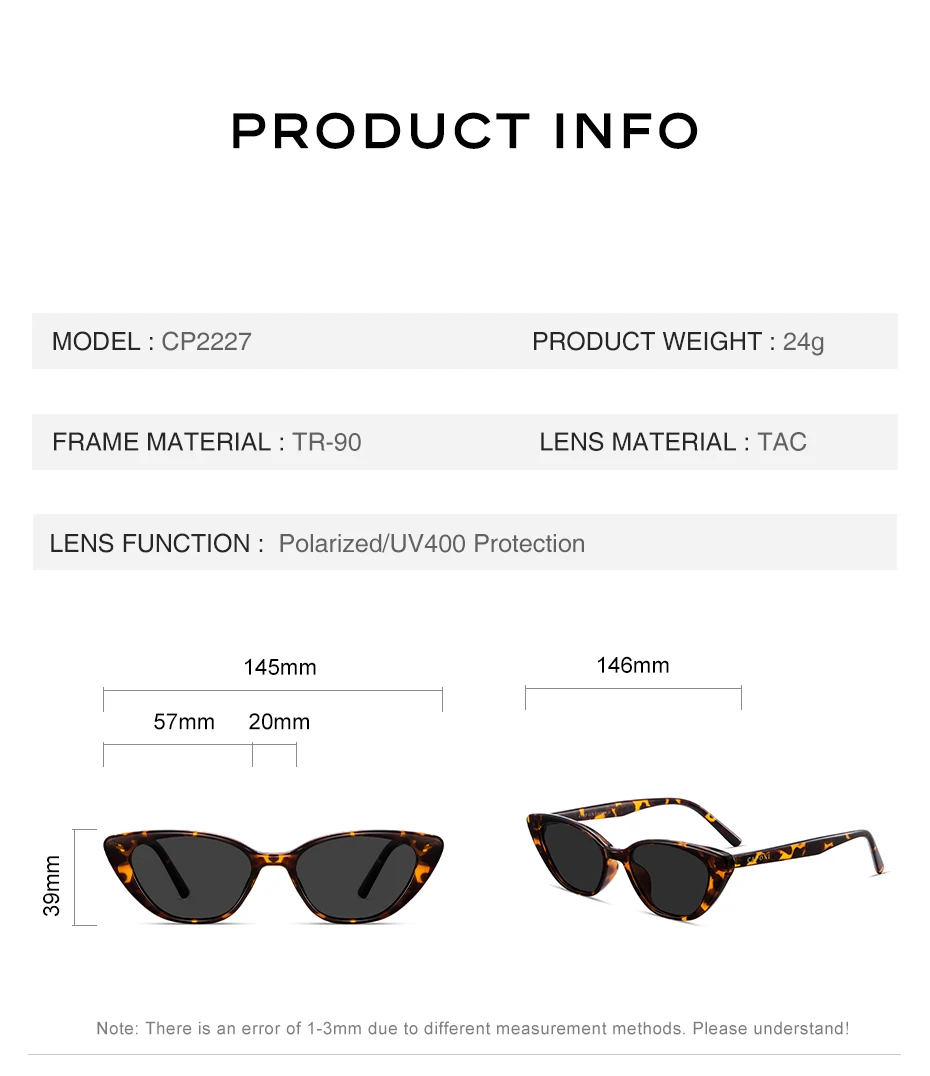 CAPONI Cat Eye Trend Frauen Sonnenbrille Schildpatt Polarisierte Anti-reflektierende Anti-glare Sonnenbrille Weibliche Modische CP2227 – Detail 12