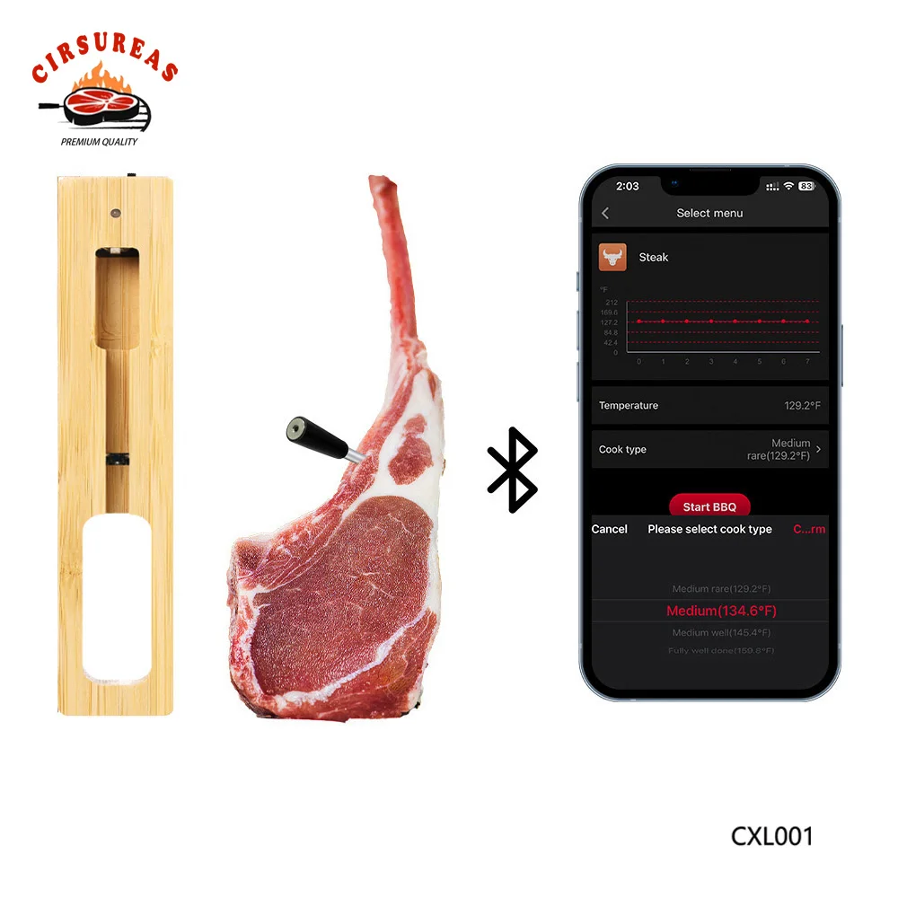 Wireless Meat thermometer Long Range Bluetooth Smart BBQ Meater Thermometer for Grill Oven Smoker