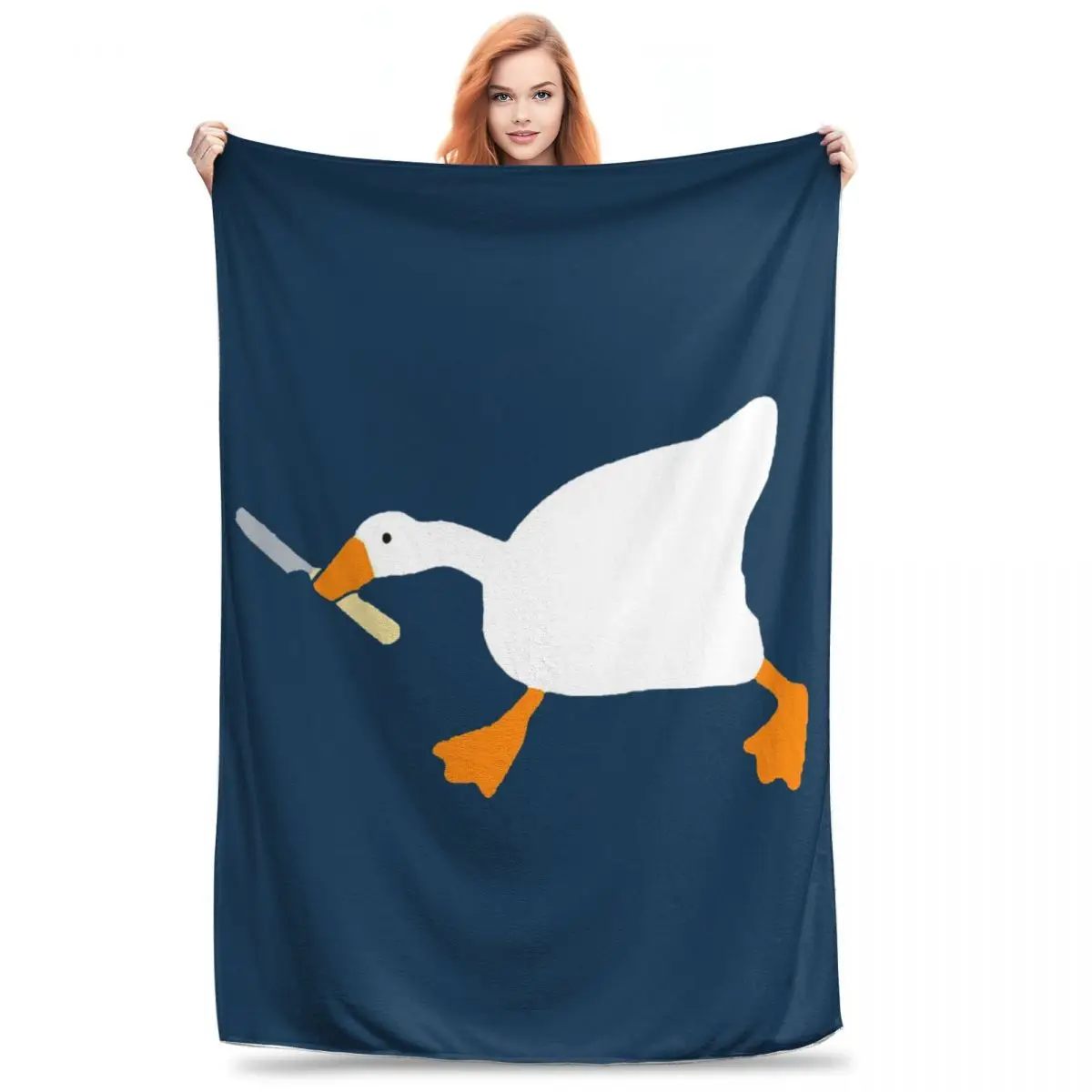 Goose With Knife - Untitled Goose Blanket Flannel Portable Sofa Throw Blankets For Couch Bedding Outdoor Throws Bedspread Quilt