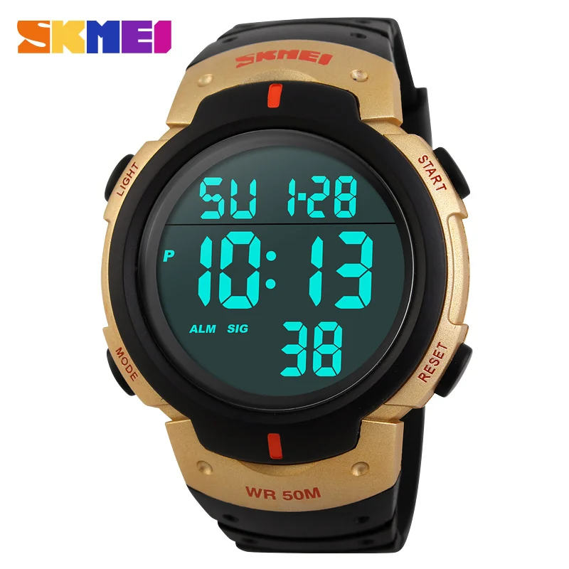 SKMEI Big Dial Fashion Simple Watches Outdoor Sport Watch Men Calendar PU Strap 5Bar Waterproof Digital Watch reloj hombre