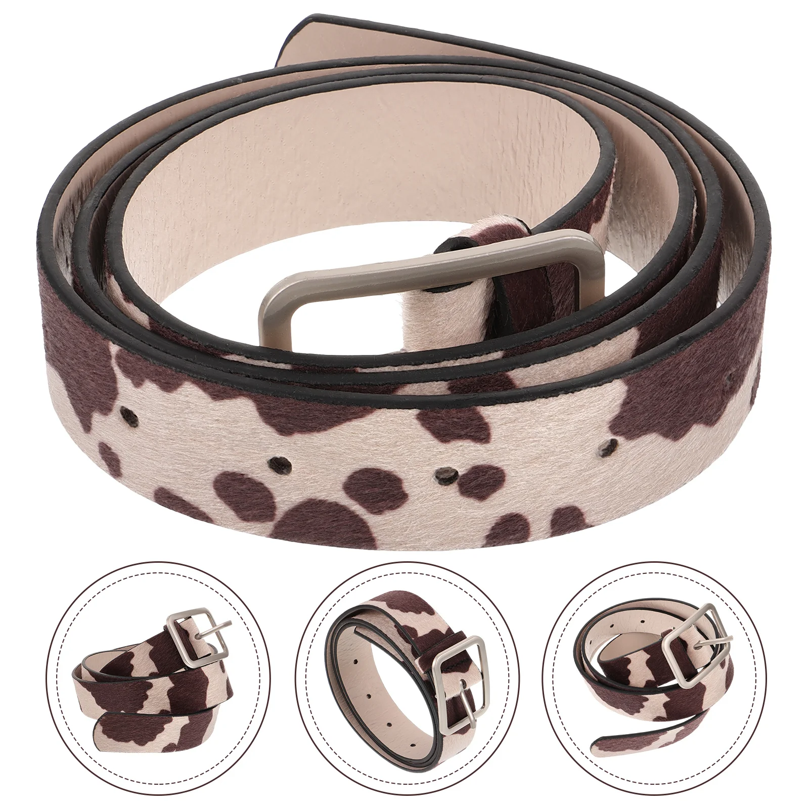 

PU Women Western Belts Cow Print Adjustable Belt for Jeans Pants Lightweight Durable One Size Fits Most Stylish
