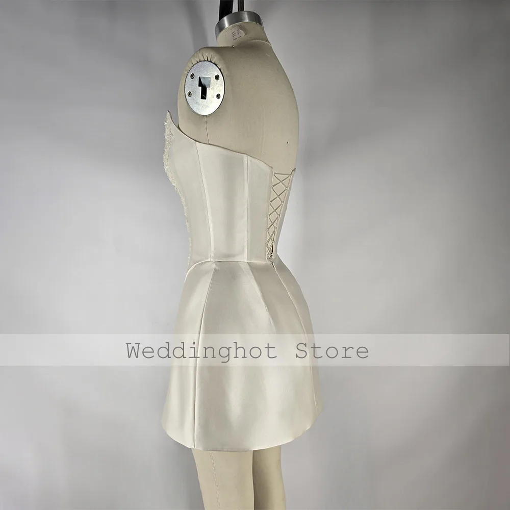 Beige Cocktail Dresses 2 Pieces Satin Beaded Applique 2024 Women's Cocktail Gowns Mini Crop Top A Line Sexy Party Dress Short