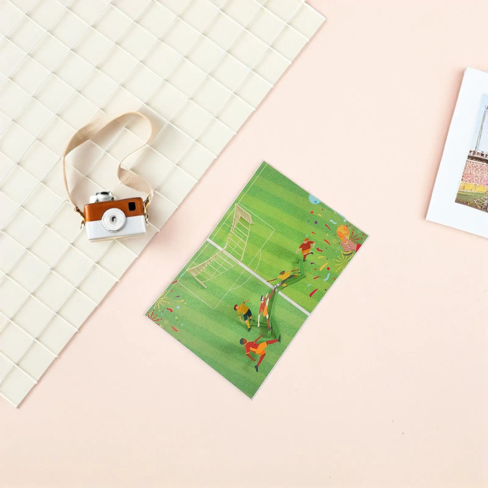 

Lovely 3D Soccer Card Compact Pop Up Birthday Greeting Card Made of Paper Cheerful Theme for Kids Boys Girls Teens