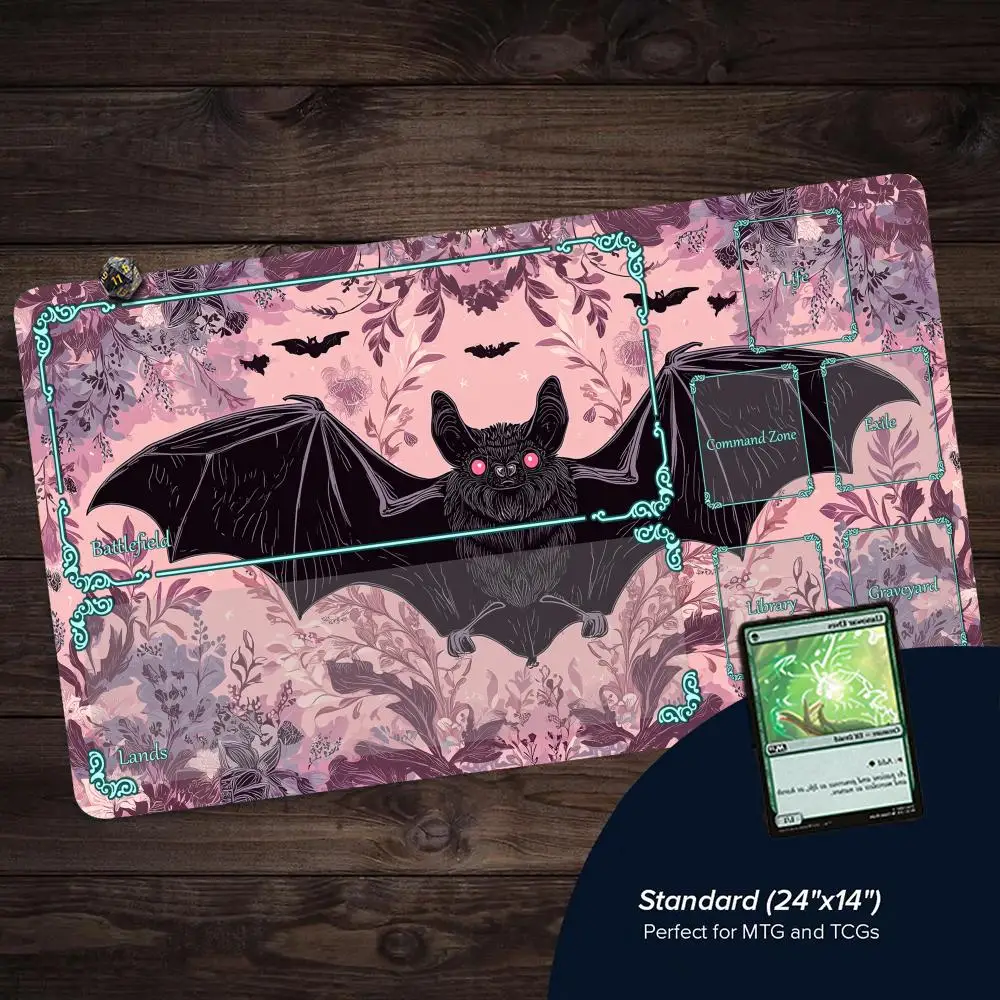 

Mysterious black bat MTG Playmat Magic Card Mat with Stitched Edge Non-Slip Durable Tabletop playmat Board Game Mat for TCG