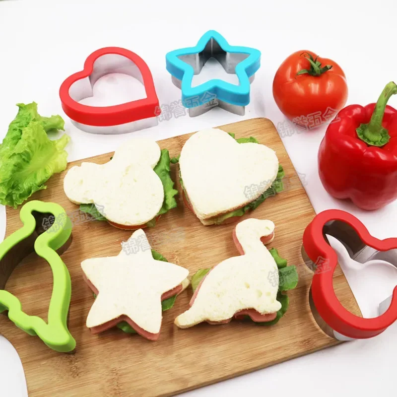 Anime Figure Disney Mickey Mouse Sandwich Cutter Mickey Minnie Stainless Steel Cut Biscuit Mold DIY Baking Tools Children Toys