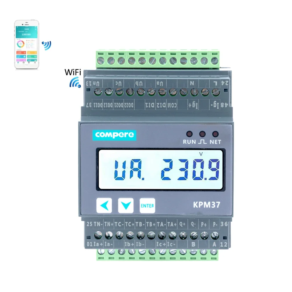 3 Phase Electricity Meter Max Demand Measure Power Data Logger Solar Energy  Smart   WIFI