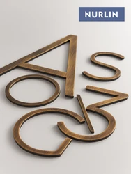 Nurlin Solid Brass Customizable Old Bronze Antique Brass House Office Company Park Number Letter Sign 3D Floating Signature Gift