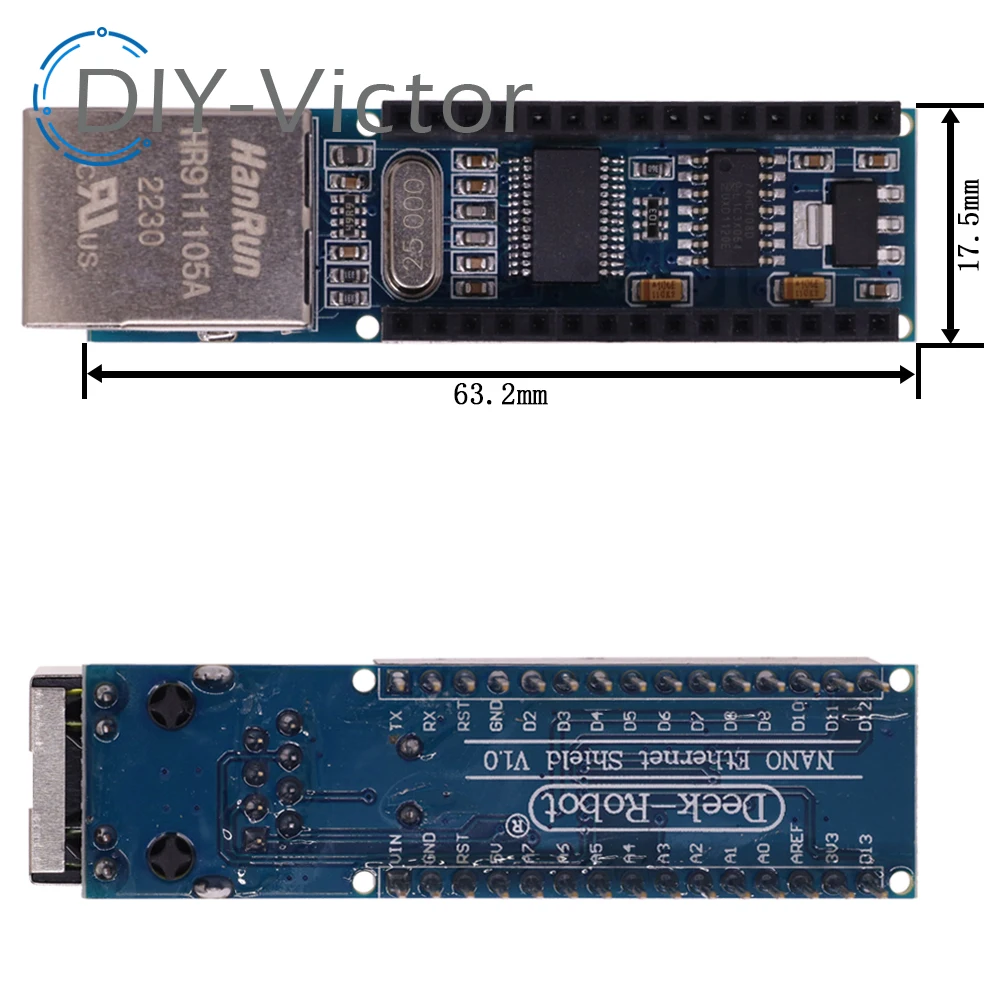 1Pcs Standard Nano V3 Ethernet Shield ENC28J60 Microchip HR911105A Webserver Module Ethernet Board for Arduino NANO 3.0