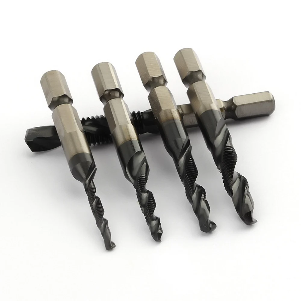 STONEGO M35 TiAlN Coated Drill Tap Countersink Bit with Hex Shank, HSS-Co Metric Taps M3 M4 M5 M6 M8 M10