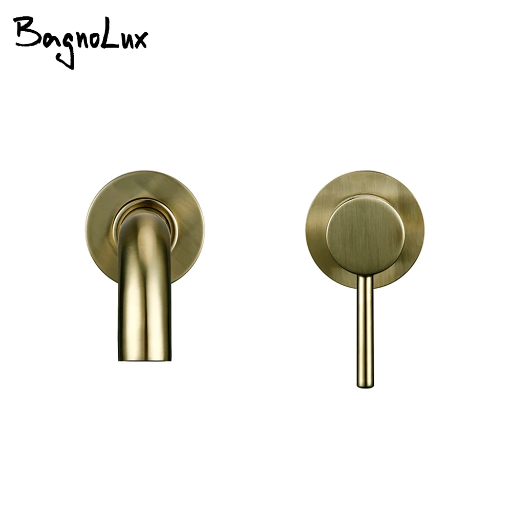 Bagnolux Wire Drawing Gold Concealed Basin Bathroom Faucet Brass Round Hole Water Outlet  Bathroom Hotel Decoration Faucet