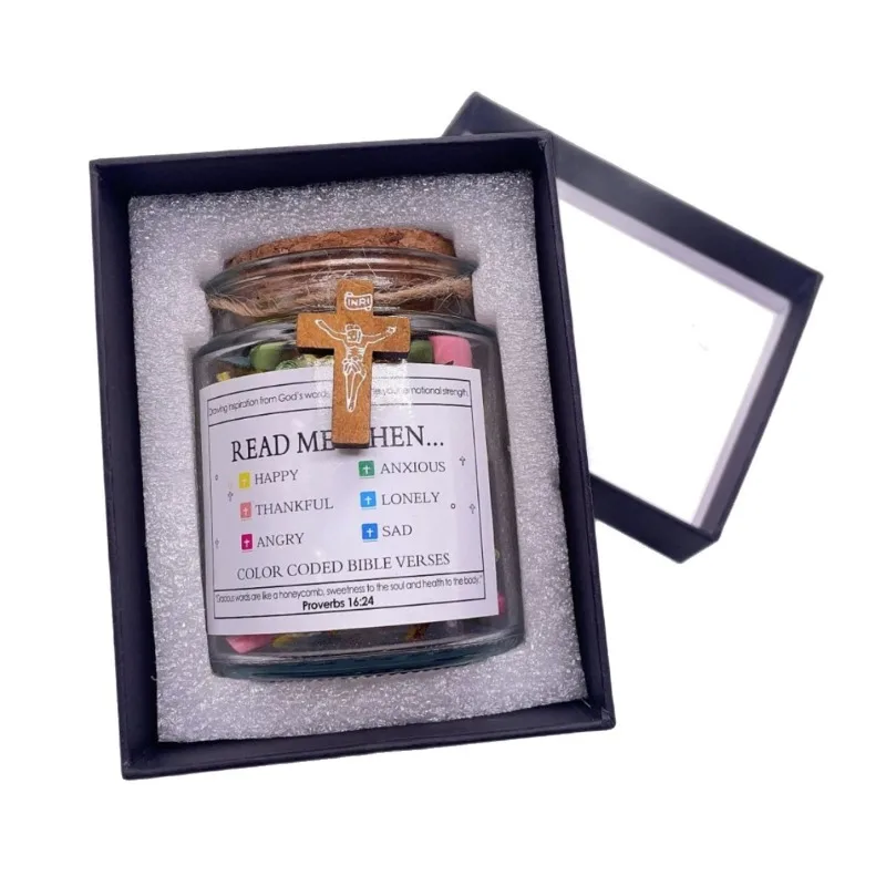 Bible Verses in a Jar - Christian Prayer Gift Set with Devotional Cards for Faithful Blessings and Spiritual Comfort