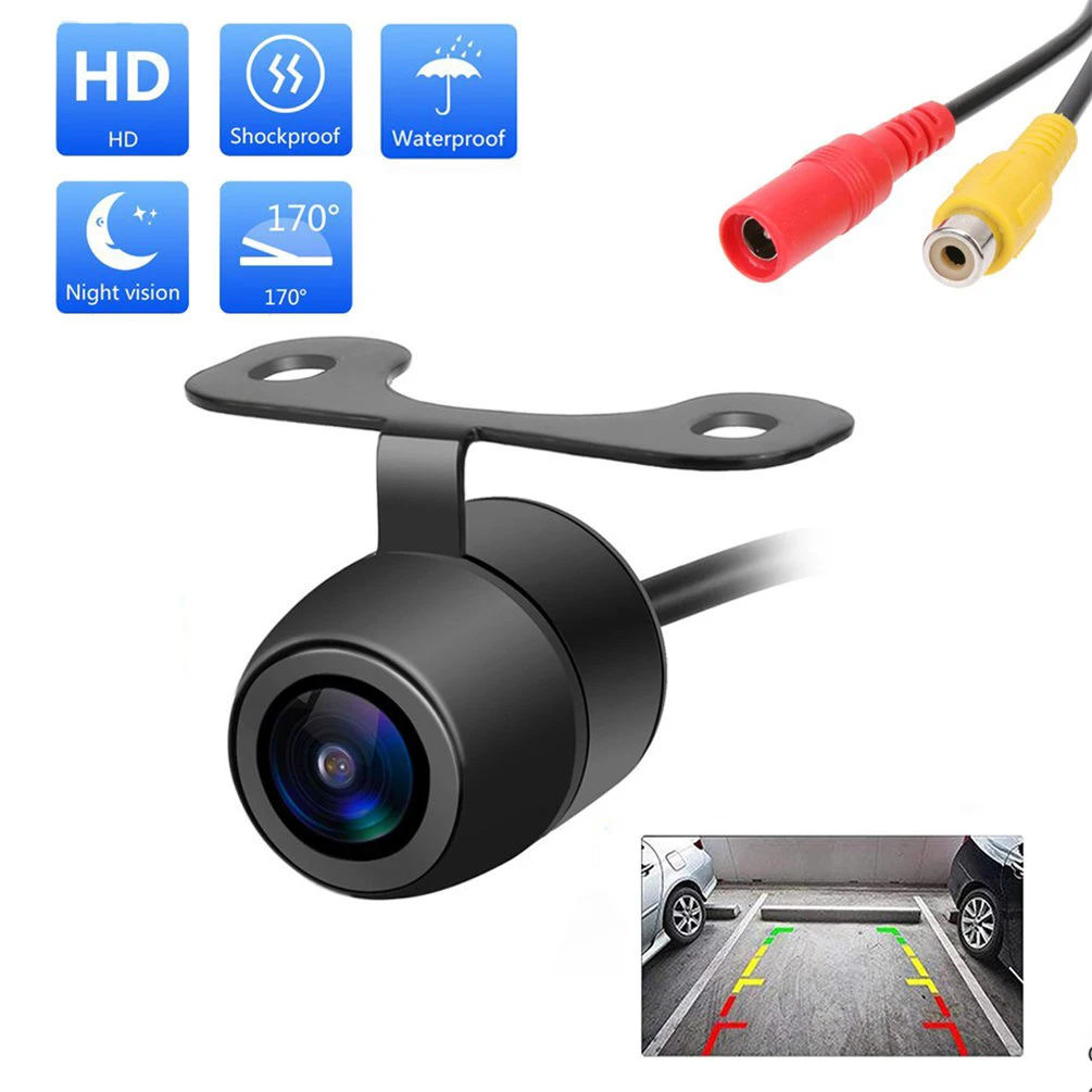 Nuova telecamera per retromarcia per auto con visione notturna HD 170 °   Telecamera per parcheggio retromarcia grandangolare Impermeabile CCD LED Monitor di backup automatico universale