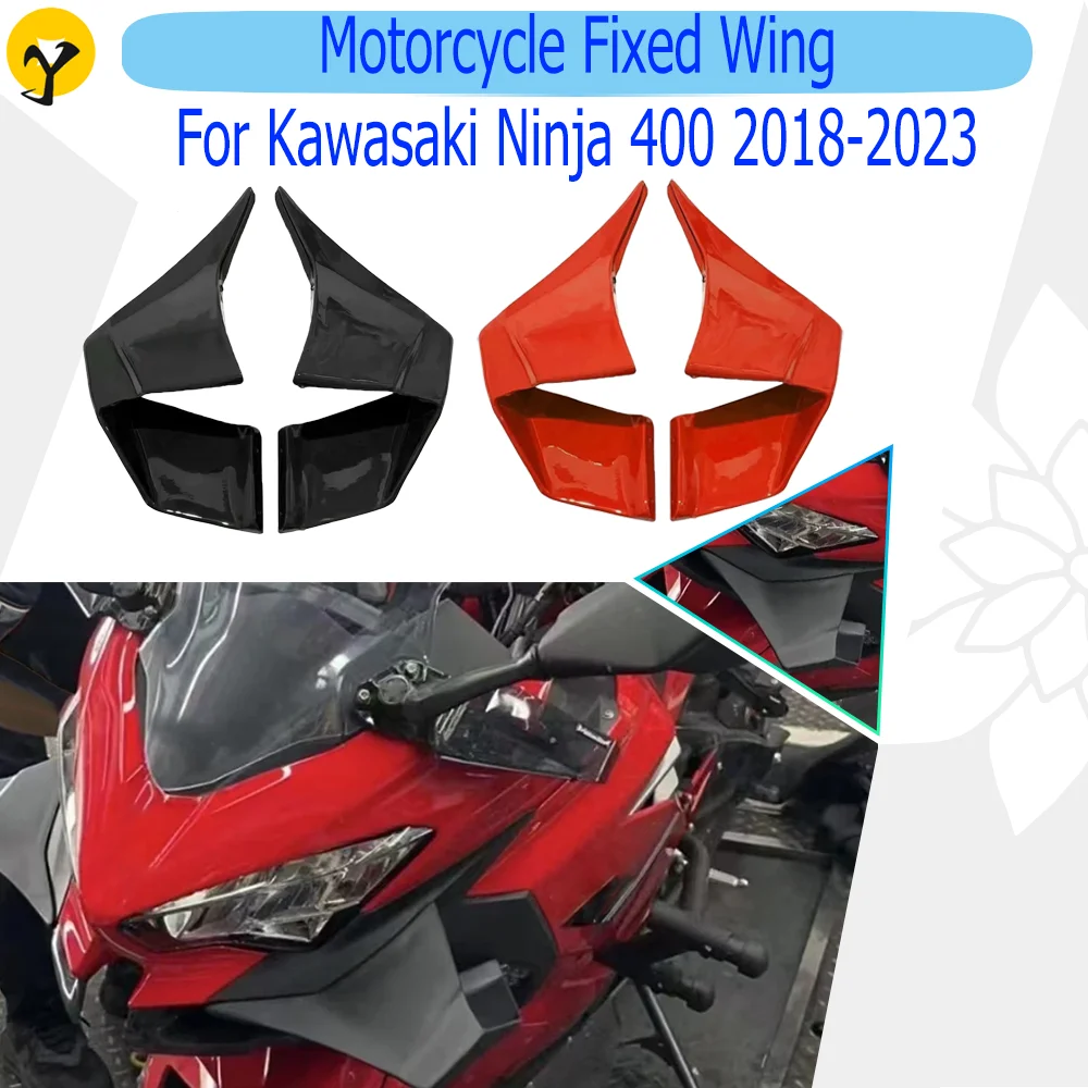 For Kawasaki Ninja 400 2018 2019 2020 2021 2022 2023 Motorcycle Fixed Wing Accessories Side Winglets Aerodynamic Wing Kit  Parts