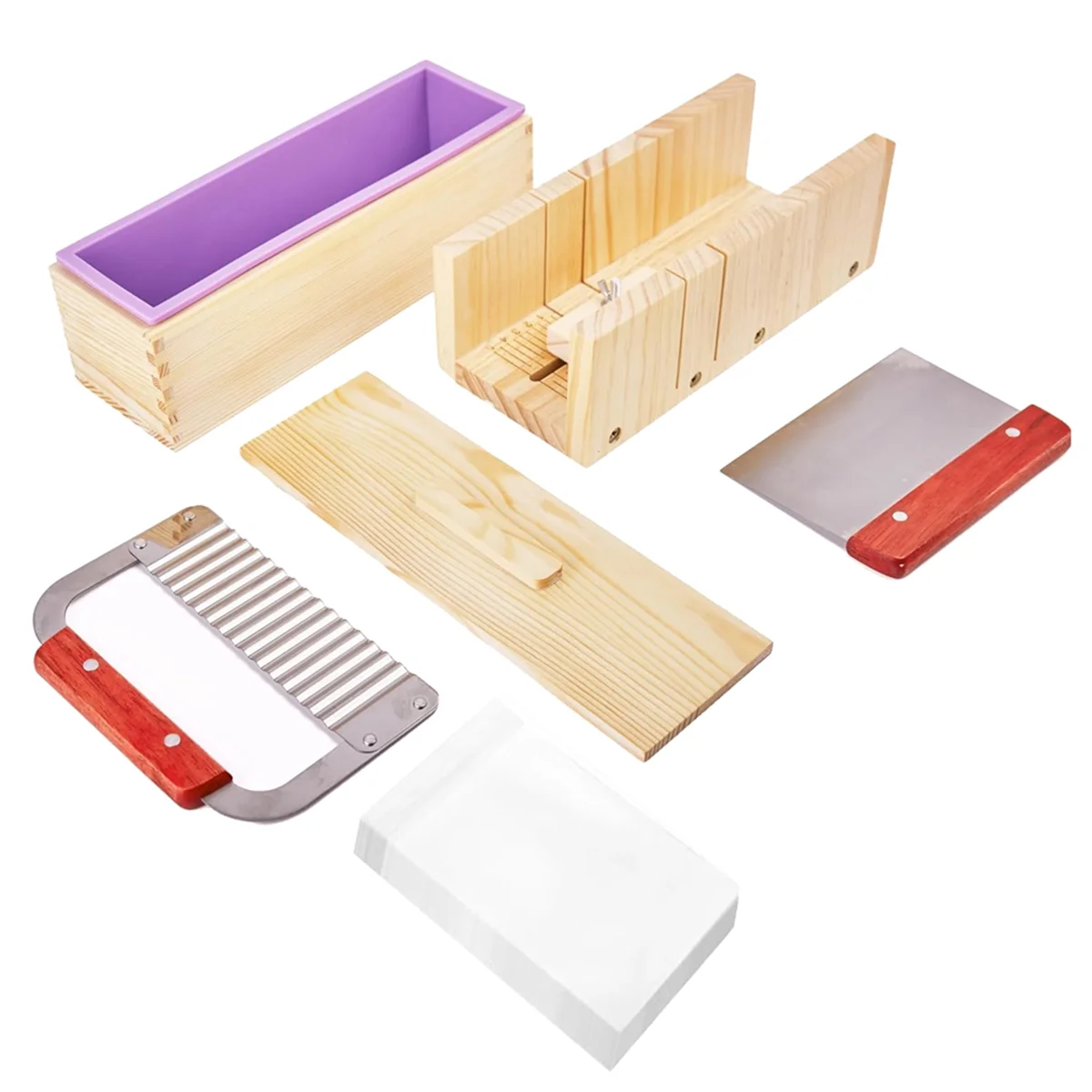 Soap Making Kit, 42 OZ Soap Molds with Adjustable Wooden Soap Measuring Box, Soap Cutter. DIY Sets