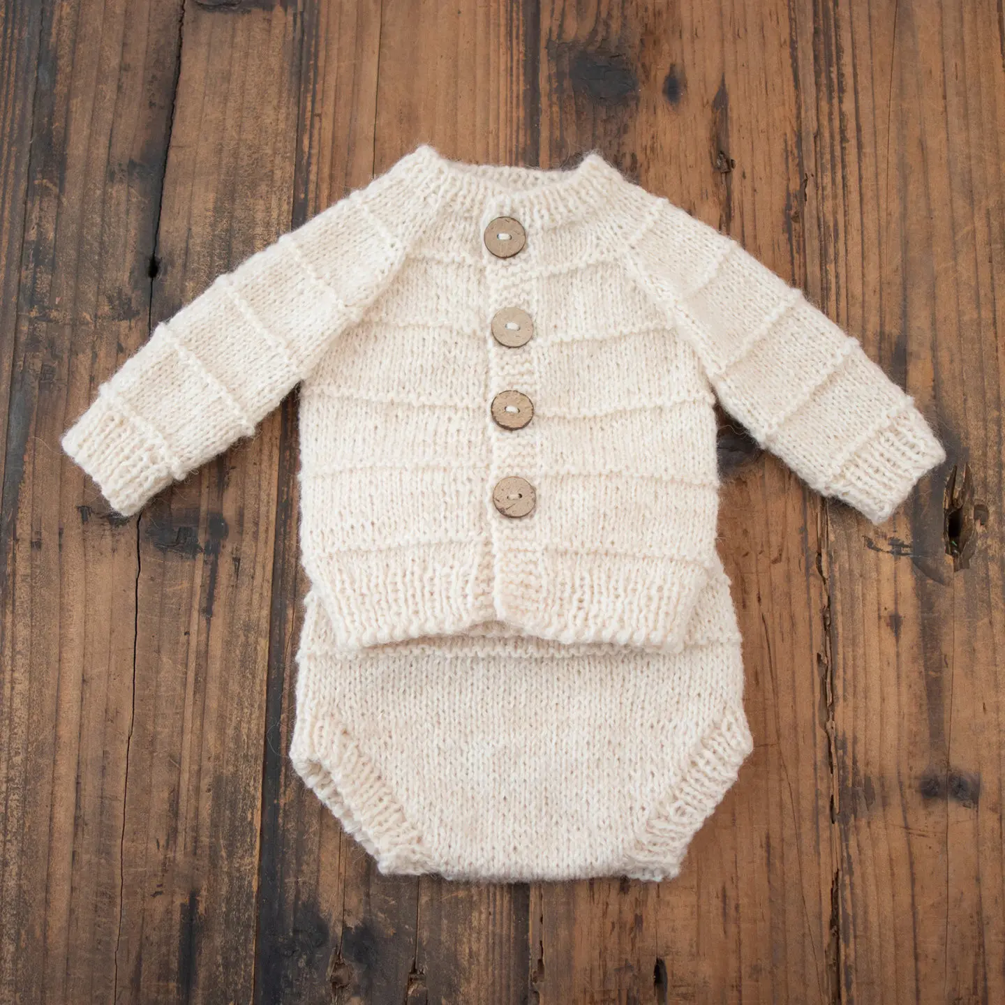 Newborn Photography Handmade Outfit for Baby Studio Photoshoot Vintage Soft Knitted Top with Shorts 2pcs Clothing for Photo