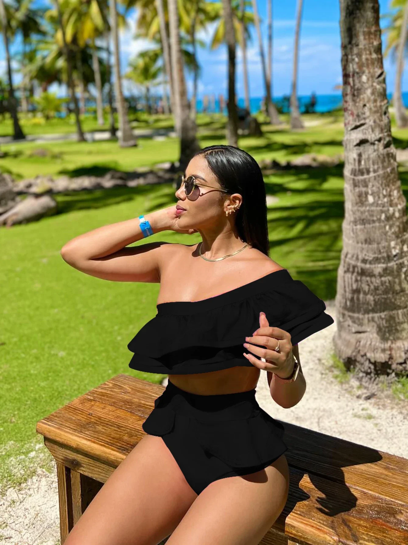 Maiô feminino estampado de mangas compridas com cobertura de praia 2025 roupa de banho feminina body roupas de férias folga barata