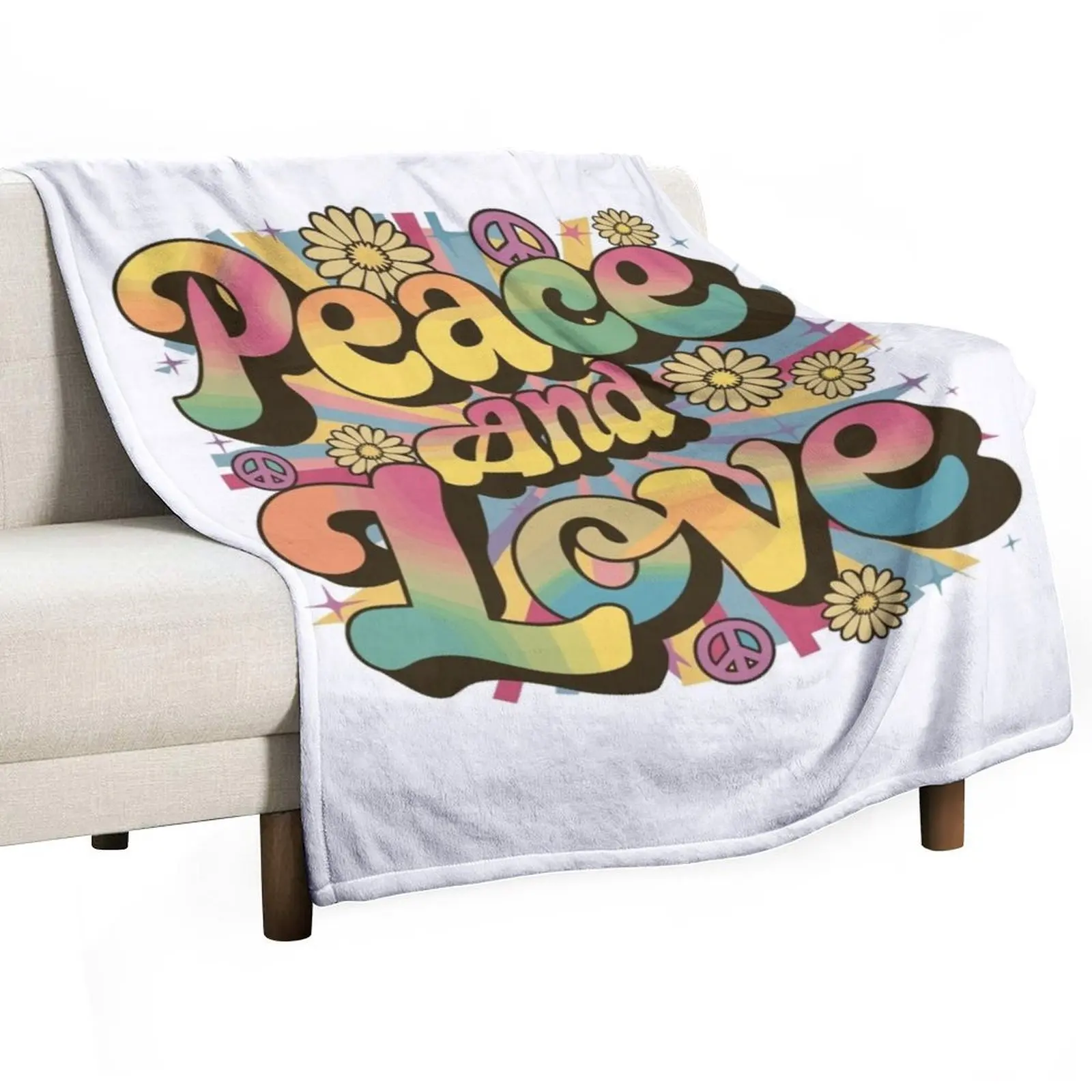 

Peace And Love Hippie 1960s 1970s Gift Throw Blanket anime Plush Blankets